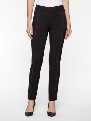 Seam Detail Slim Leg Knit Pant, Black