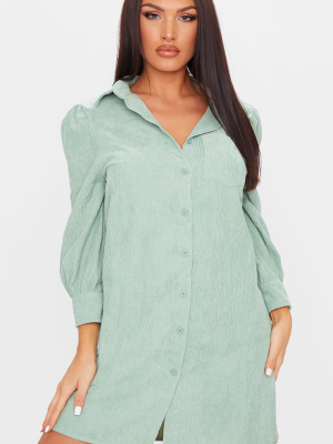 Green Cord Shirt Dress