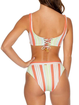 Luli Fama Playtime High Leg Banded Waist Bikini Bottom