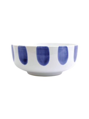 Vietri Viva Santorini Dot Large Footed Serving Bowl - Blue & White