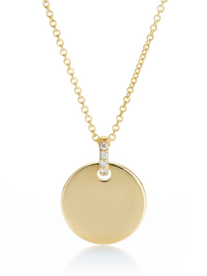 Gold Round Charm & Diamond Pendant Necklace