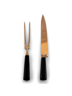 Gibson Home Dynamic Duo 2 Piece Copper Coated Stainless Steel Carving Set