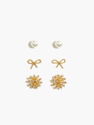 Stud Earring Set-of-three Gift Box