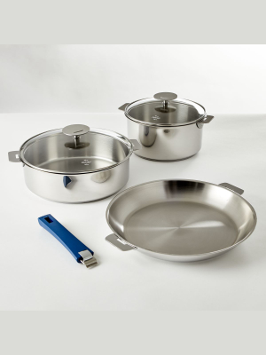 Cristel Mutine 6-piece Cookware Set With Ink Blue Handle