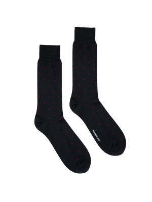 Men's Dot Patterned Ribbed Dress Socks - Charcoal