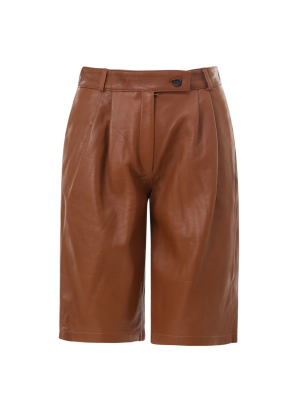 L'autre Chose Leather Bermuda Shorts