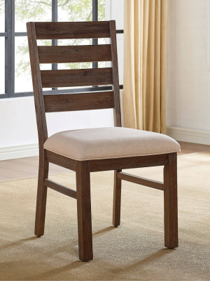 Set Of 2 Cayne Ladder Back Dining Chairs Dark Oak/beige - Homes: Inside + Out