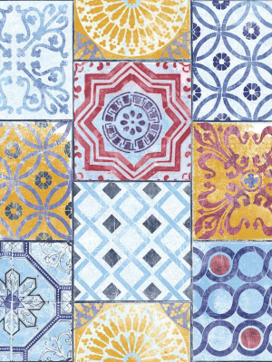 Colorful Moroccan Tile Peel-and-stick Wallpaper By Nextwall