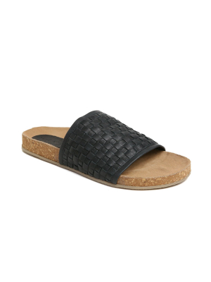Montana Black Woven Leather Slide Sandal