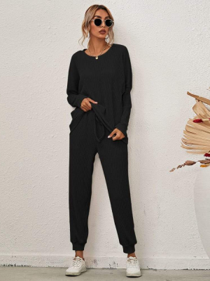 Lounge Long Sleeve Draw String Pant Set