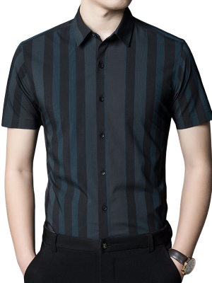 Pologize™ Business Striped Button Shirt