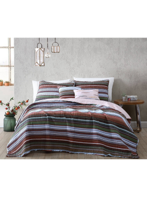 Haze Stripe 5pc Quilt Set - Geneva Home Fashion