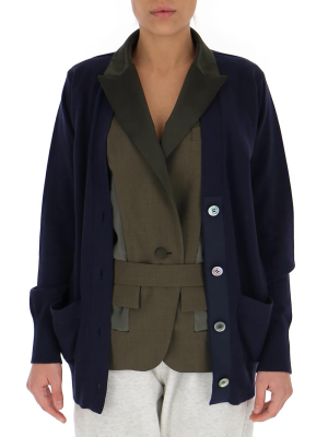 Sacai Contrast-collar Layered Cardigan