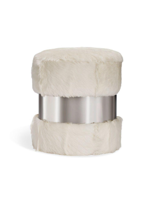 Interlude Home Scarlett Stool - Polished Nickel & Ivory