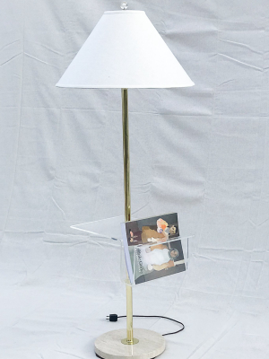 Italian Travertine And Lucite Lamp