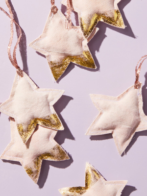 Skippy Cotton Foil Dipped Star Ornament Set