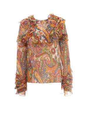 Etro Ruffled Paisley Printed Blouse