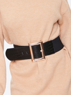 Faux Croc Leather Waist Belt