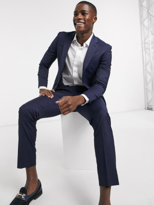 Moss London Suit Pants With Stretch In Navy