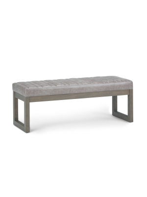 48" Kaufman Ottoman Bench Distressed Gray Taupe Faux Air Leather - Wyndenhall