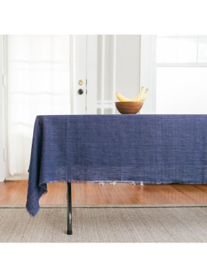 Stone Washed Linen Tablecloth - Navy