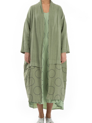 Long Circles Print Khaki Linen Jacket