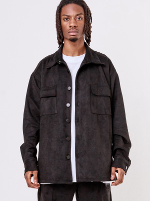 Oversized Suede Shirt Black