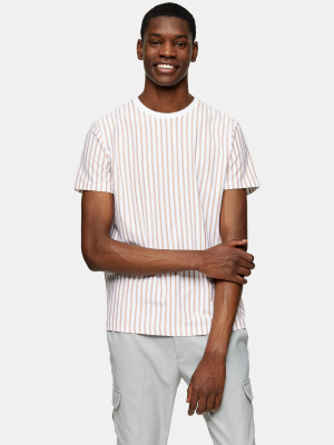 White And Pink Vertical Stripe T-shirt