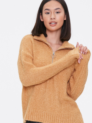 Half-zip Boucle Knit Sweater