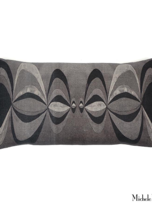 Printed Linen Pillow Concentric Black White 12x22