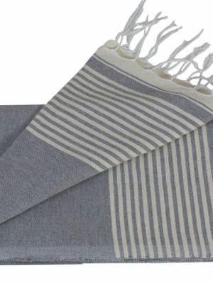 Moroccan Throw/shawl, Grey With Off-white Stripes
