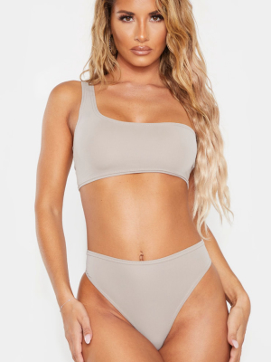 Grey One Shoulder Bikini Top