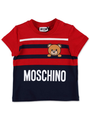 Moschino Kids Teddy Bear Printed Striped T-shirt