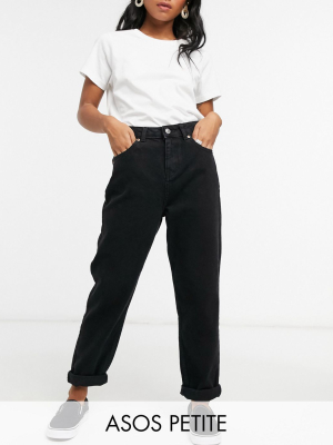 Asos Design Petite High Rise 'original' Mom Jeans In Black