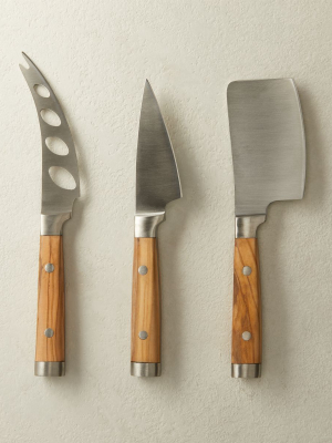 Olive Wood Cheese Knives Set Of 3