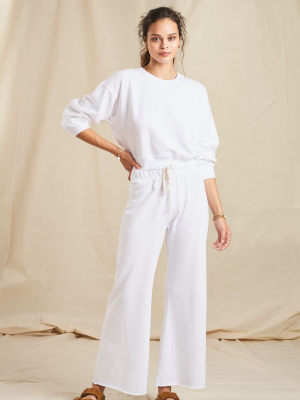French Flare Pant In White Organic Cotton