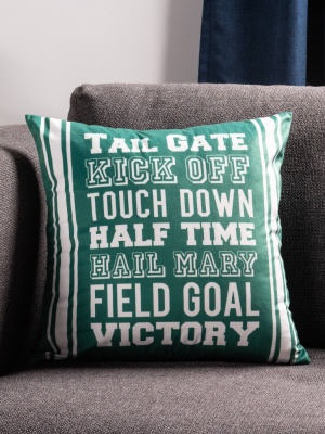 18"x18" Football Words Decorative Throw Pillow Green - Surefit