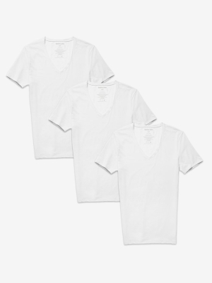 Cotton Basics Deep V-neck Stay-tucked Undershirt 3 Pack