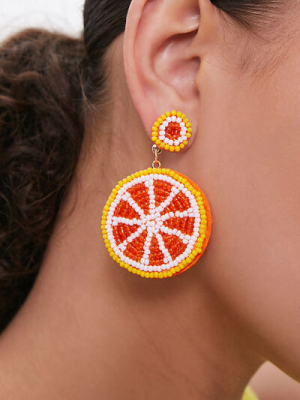 Beaded Orange Slice Drop Earrings