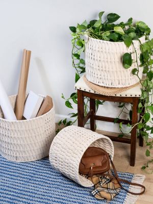 Honey-can-do 3pc Cozy Weave Basket White