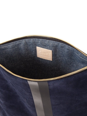 Navy Suede Clutch