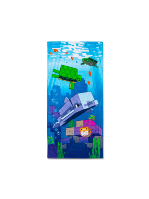 Swimming Around Beach Towel Blue - Minecraft