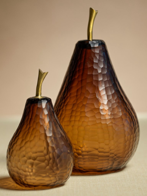 Decorative Amber Cut Glass Pear