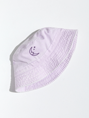Washed Moon Embroidery Bucket Hat