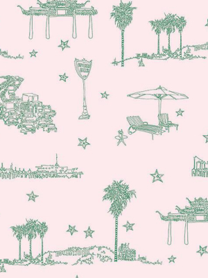 Best Coast Wallpaper In Green And Light Pink By Sandy White For Cavern Home