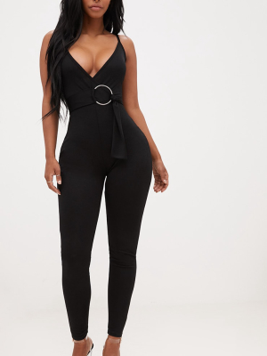 Shape Black Wrap Cami O-ring Jumpsuit