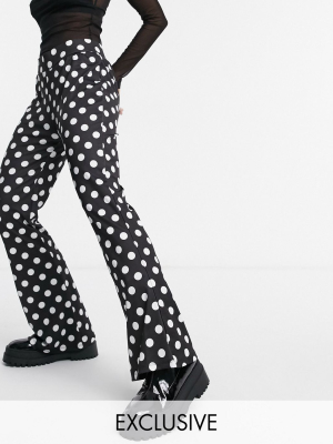 Wednesday's Girl Flared Pants In Polka Dot