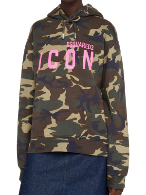 Dsquared2 Logo Print Camouflage Hoodie