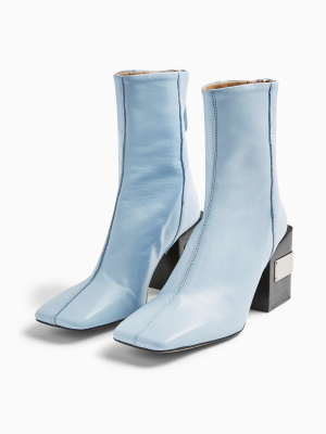 Harris Blue Leather Block Boots