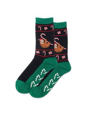 Women's Christmas Sloth Non Skid Crew Socks